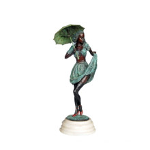Figura Feminina Escultura De Bronze Umberlla Lady Home Decor Estátua De Bronze TPE-556